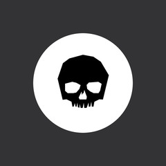 Schädel, Totenkopf - Icon, Symbol, Piktogramm, Bildmarke, Logo, grafisches Element - schwarz, Hintergrund/Rahmen, rund, grau, dunkel - Web, Druck - Vektor
