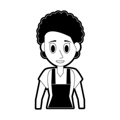 young woman wearing overall icon image vector illustration design  black and white