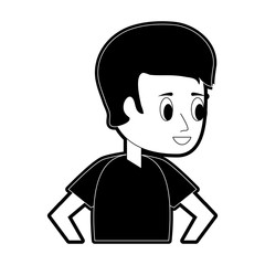 man young adult with hands on hips icon image vector illustration design  black and white