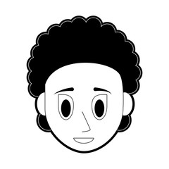man young adult with curly hair icon image vector illustration design  black and white