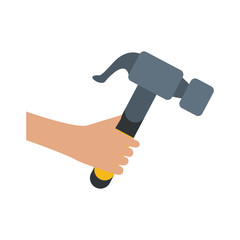 hand holding hammer tool icon image vector illustration design 