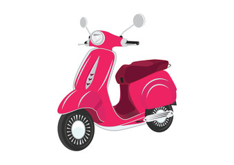 Scooter pink isolated on white background, art, creative, modern illustration, vector.