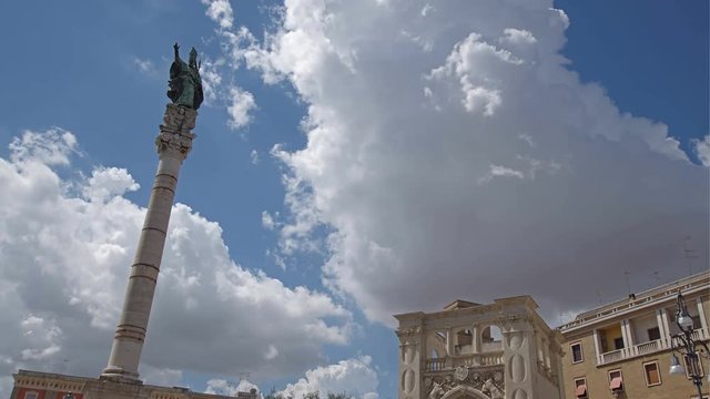 Sant Oronzo column time lapse in Lecce, Italy