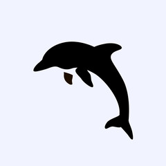 Dolphin. Vector silhouette on a white background. Aquatic mammal vector icon for animal apps and websites