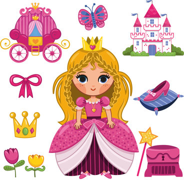 Princess Sticker Set (Vector illustration)