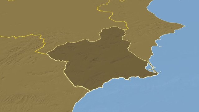 Region De Murcia - Spain, autonomous community extruded. Bumps