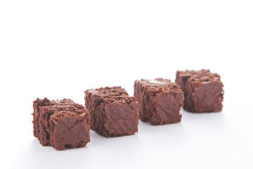 Homemade chocolate brownies served on a plate