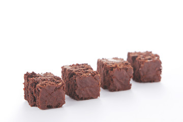 Homemade chocolate brownies served on a plate