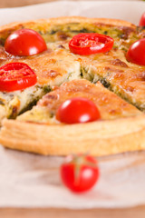 Leek and tomato quiche. 