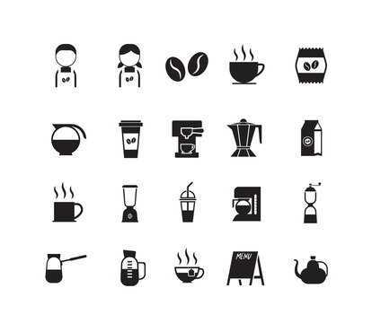 set of coffee shop icon symbol