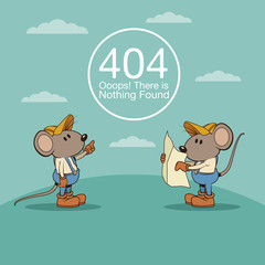 error 404 with funny mouses cartoon icon vector illustration graphic design