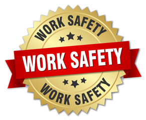 work safety round isolated gold badge