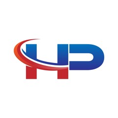 modern vector initial letters logo swoosh hp red blue