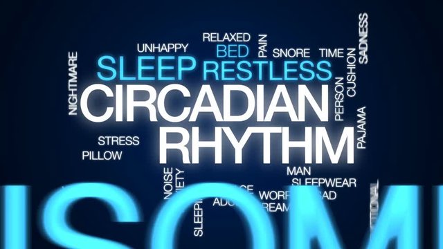 Circadian rhythm animated word cloud, text design animation.