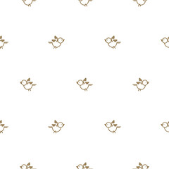 Vintage thin gold line bird seamless pattern vector. Simplistic tender siskin background.