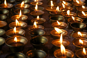 Butter lamp at the monastery, Sikkim, India