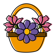 Flowers in basket icon vector illustration graphic design
