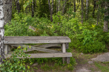 Pier with bench, place for recreation and fishing.