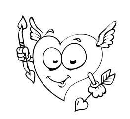 Happy Heart Cupid Drawing