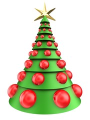 3d christmas tree over white