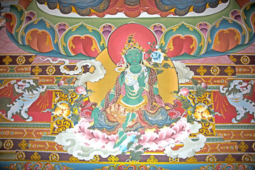 Tibetan Buddhist wall painting, Thimphu, Bhutan