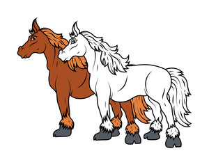 Cartoon Horses couple Vector