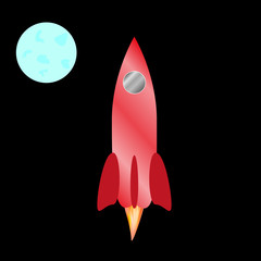 the rocket red color . Space . Vector illustration