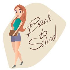 cute girl with book in school