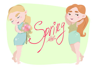 spring girls cute