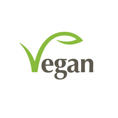 Concept green vegan diet logo with abstract leaf icon. Vector illustration.