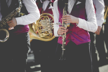 Brass Band in uniform performing