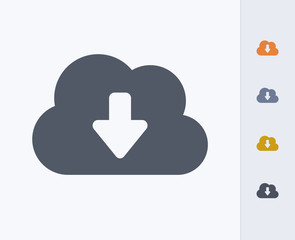 Cloud Download - Carbon Icons. A professional, pixel-perfect icon designed on a 32x32 pixel grid and redesigned on a 16x16 pixel grid for very small sizes.