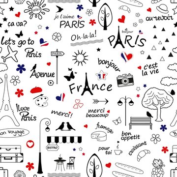 Seamless pattern with symbols of France