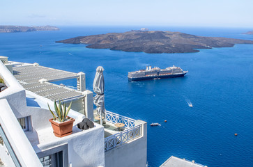 Beautiful sea view, Santorini, Greece - obrazy, fototapety, plakaty