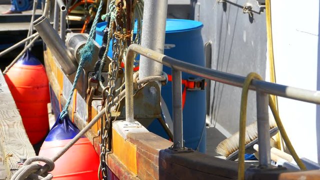 4K Fishing Boat Bumpers, Orange Moored Boat, Nautical Industry