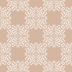 Seamless beige pattern with wallpaper ornaments