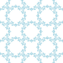 Seamless blue and white pattern with wallpaper ornaments