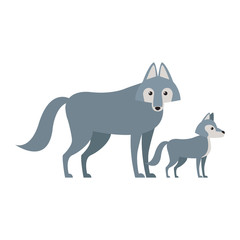 Wolfs cartoon animal icon vector illustration graphic design