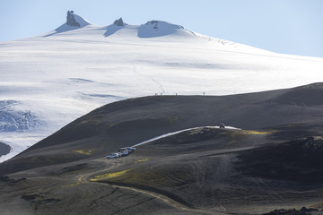 gravel road on mountain snaefellsjokull, iceland