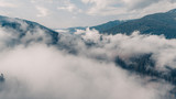 aerial photography of amazing misty mountains