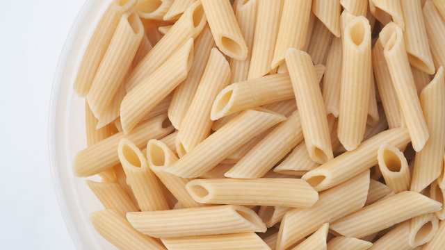 Scrambled pasta ready to eat close up to detail texture