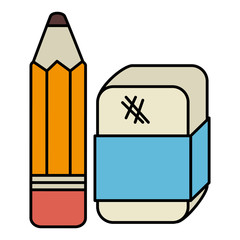 pencil school with eraser vector illustration design