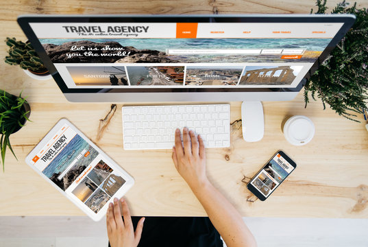 travel agency website website overhead devices