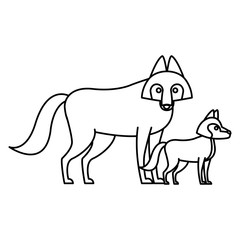 Wolfs cartoon animal icon vector illustration graphic design