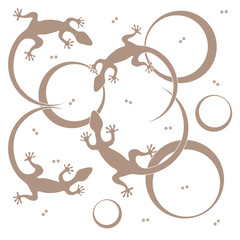 Obraz premium Cute vector illustration of lizards and circles.