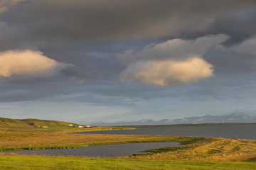 Icelandic scenery in skagafjordur, near the village hofsos, north of iceland