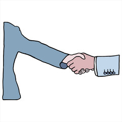 Businesspeople shaking hands against white background