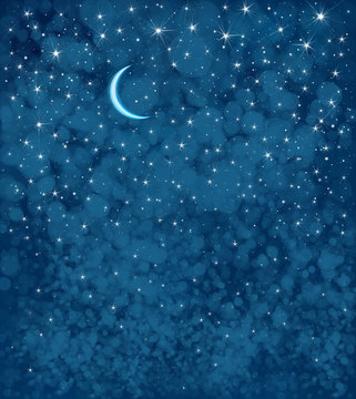 Vector starry  night sky  background.