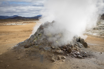 geothermal area hverarond in iceland