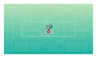 Vector icon of various stationary and electronics